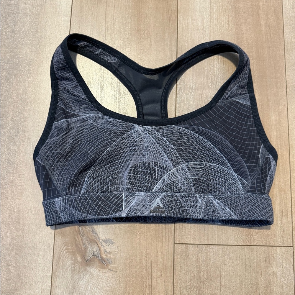 Reebok Black and Gray Patterned Sports Bra